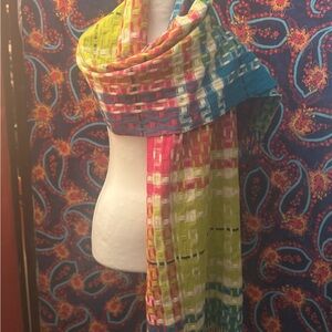 Burberry Teal + color mix Merino Wool and Cashmere Blend Scarf